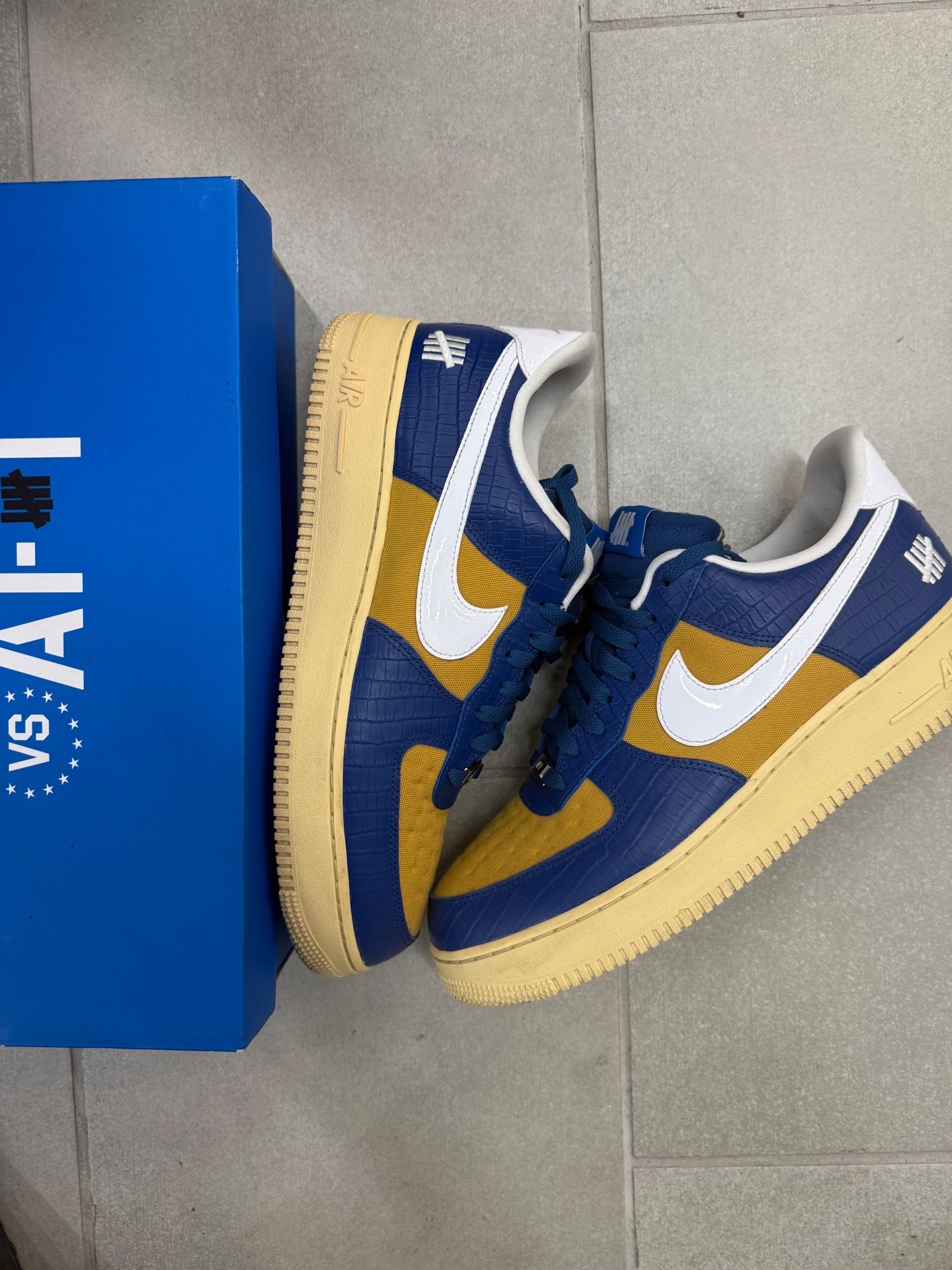 Nike Nike Air Force 1 Low SP Undefeated 5 On It Blue Yellow Croc Size 12 (Pre-Owned)