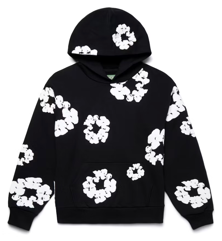 Cotton Wreath Hoodie Black