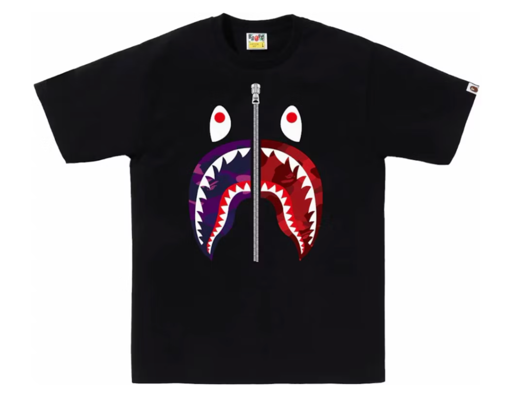 BAPE ABC Camo Rebuild Shark Tee Black/Purple