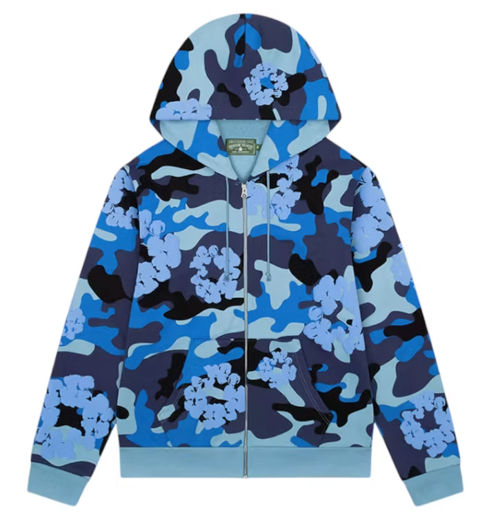 Denim Tears The Cotton Wreath Zip Sweatshirt Blue Camo