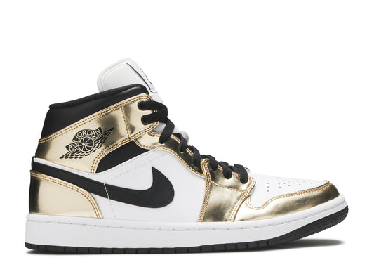 Jordan 1 mid Metallic Gold Black White (Men's)