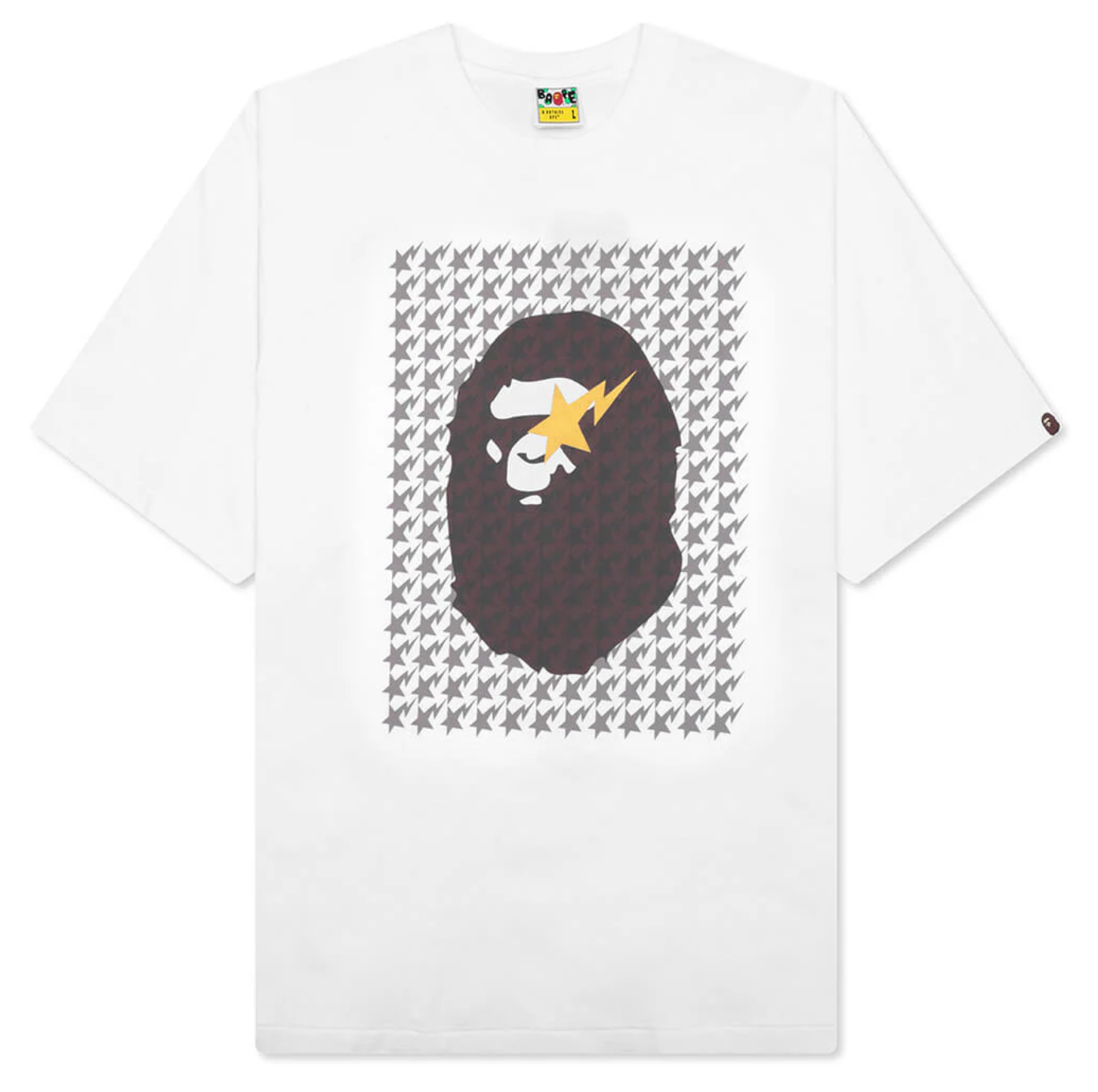 BAPE Sta Houndstooth Ape Head Tee White/Brown