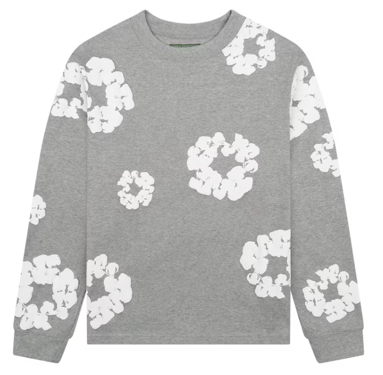 Denim Tears Long Sleeve Cotton Wreath T-shirt Grey