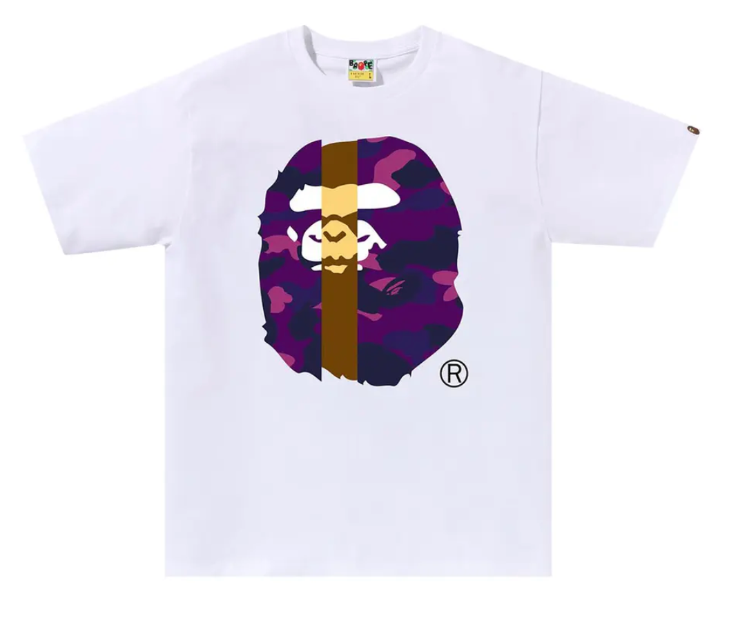 BAPE Color Camo Transform Big Ape Head Tee White/Purple