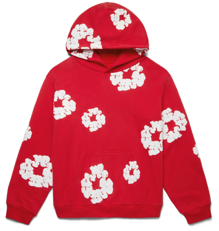 Cotton Wreath Hoodie Red