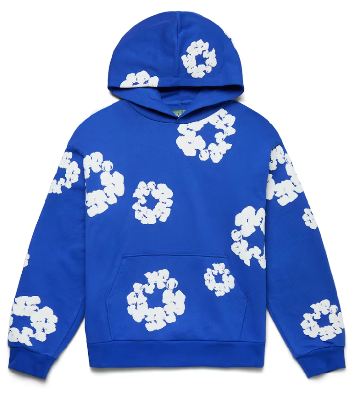 Cotton Wreath Hoodie Blue